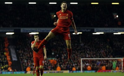 Selebrasi gol kapten dan sumber inspirasi Liverpool, Steven Gerrard
